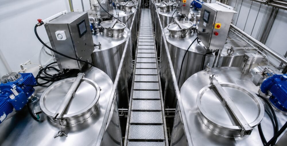 Dairy processing plant illustration image