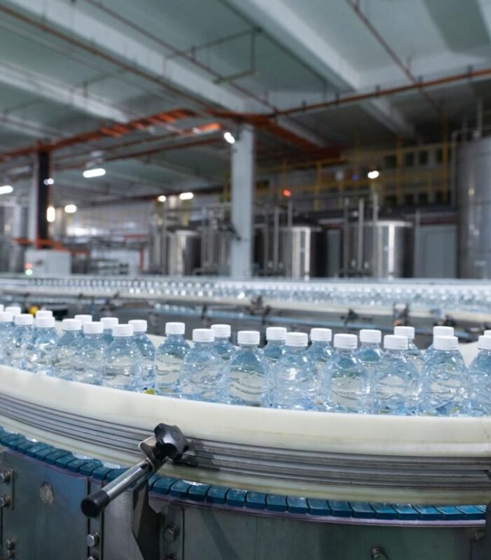 Water bottle processing plant illustrative image