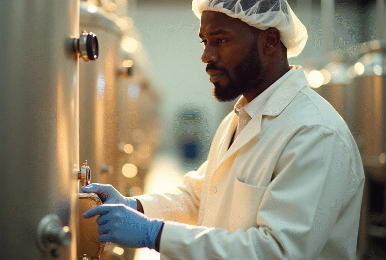 foodsense man in a milk processing plant