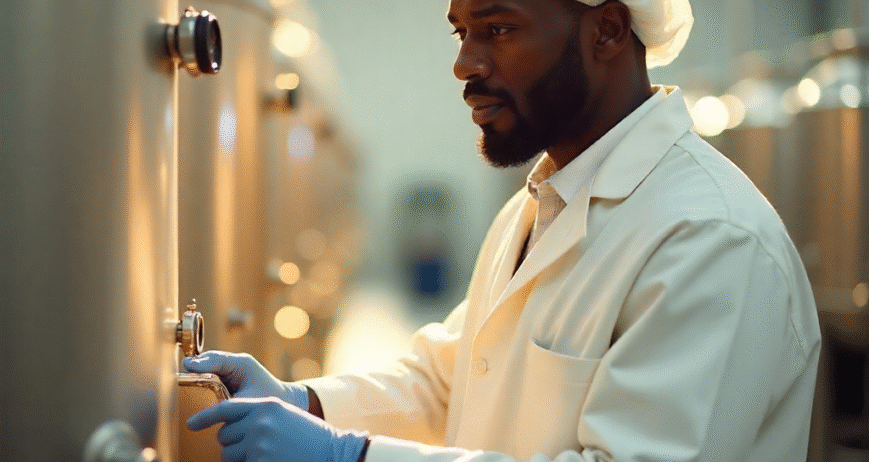foodsense man in a milk processing plant