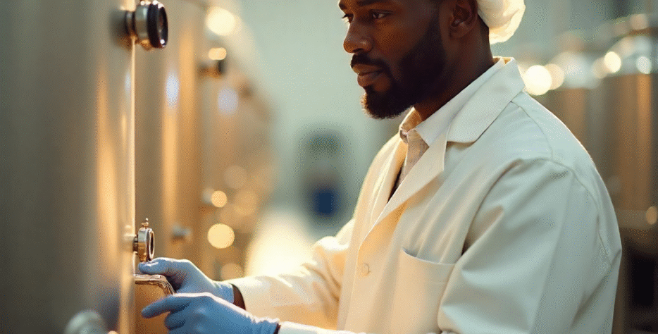 foodsense man in a milk processing plant
