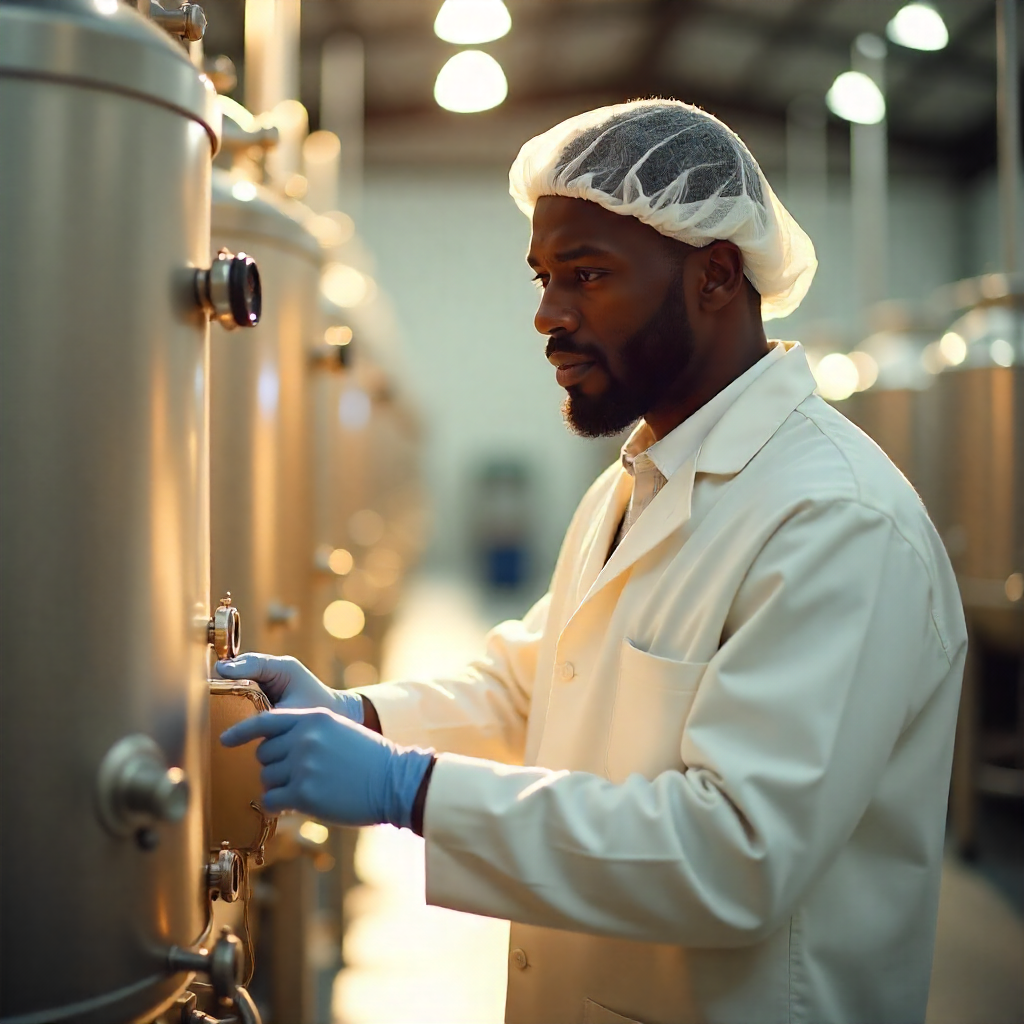 foodsense man in a milk processing plant